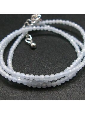 Aquamarine faceted bead necklace NEW